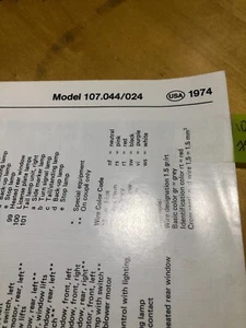 Genuine Mercedes Wiring Diagram 1974 450SL SLC USA Spec - Picture 1 of 3