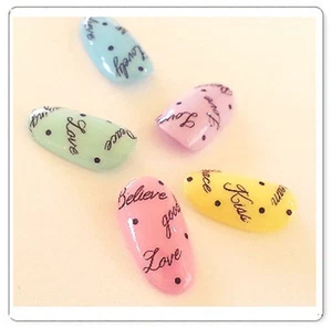 Black Classic Love Writing Water Transfer Nail Art Sticker Decals Decoration - Picture 1 of 1