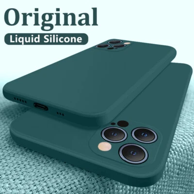 Right Angle Liquid Silicone Case Cover For iPhone 11 12 13 14 Pro Max XR XS 8 7 - Image 1 of 4