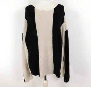 Hush Black Cream Abstract Knit Jumper Size XL Relaxed Fit Cosy Pullover - Picture 1 of 7