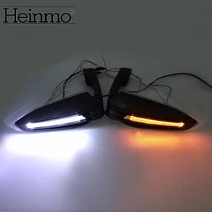 Motorcycle LED Handlebar Hand Guards Protector Turn Signal Light Universal BLACK - Picture 1 of 7