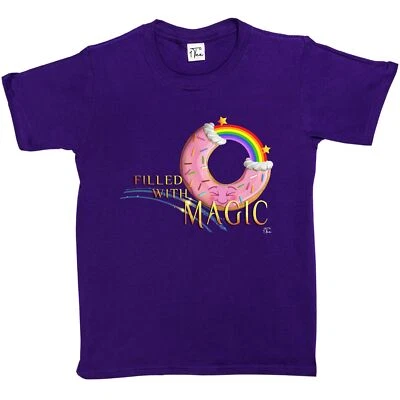 1Tee Kids Girls Donut Filled With Magic Rainbow T-Shirt