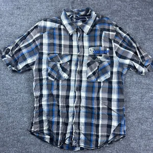 Side Out Button Up Shirt Men's Medium Plaid Pocket Short Sleeve Casual Wear - Picture 1 of 11