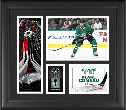 Blake Comeau Dallas Stars Frmd 15" x 17" Player Collage & Piece of GU Puck Cover