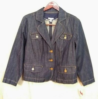 Women's FASHIONBUG plus sz 18W Denim Jean Blazer Jacket w/ Stretch NWOT n043 - Image 1 of 4