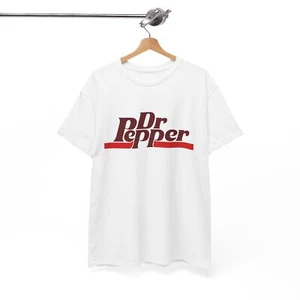 Dr Pepper Logo Tshirt Vintage Retro Design Soda Pop Can Unisex Heavy Cotton Tee - Picture 1 of 4