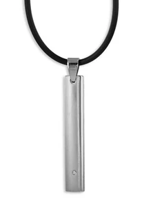 Edelstahlanhänger Stab + Kautschuk Kette 50cm Collier Markenware    / x430 - Imagen 1 de 5