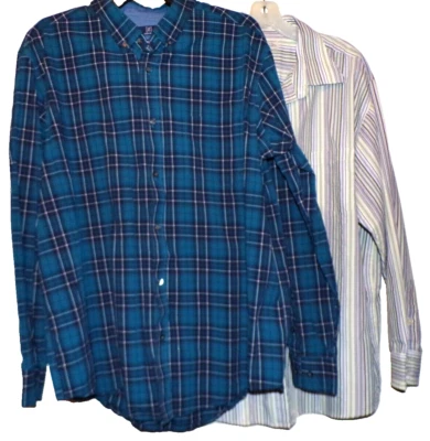 2 camisas de vestir para hombre XL George a cuadros y ochenta y ocho rayas multicolor MR Foto 1 de 4