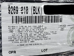 Belden 9269 RG-62A/U 93Ohm Coaxial Radio/Antenna Cable Wire RG62 Black /25ft - Picture 1 of 9