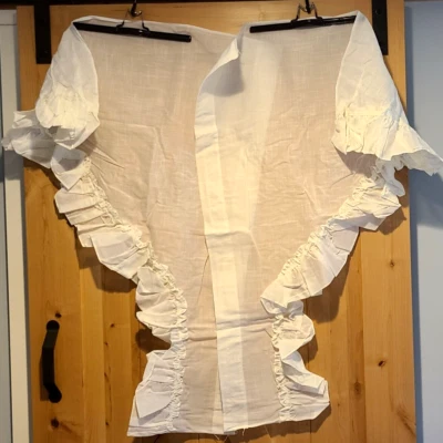 Ellis Curtain Co. #474 Solid Ruffled Swag 45x35" Each. Sheer Textured White - Image 1 of 4