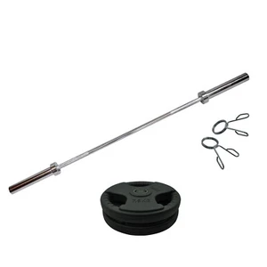 Total 24kg - 150cm Olympic Barbell Bar Weight Set - Rubber Coated Weight Plate - Picture 1 of 6