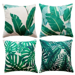 Tropical Leaves Throw Pillow Covers Palm Leaf Decorative Pillow Cases Farmhou... - Picture 1 of 6