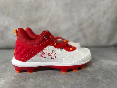 UA Harper 8 TPU Youth Cleats 5Y – Red/White – No Box - Image 1 of 4