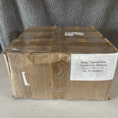 Estuche de 32 Rollos Papel Térmico Adhesivo 3 1/8" x 170' - Adhesivo Central Recibo PO Foto 1 de 4