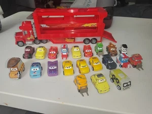 Disney Cars Mack Truck And 21 Mini Diecast Cars, Mater Lightning Mcqeen - Picture 1 of 8