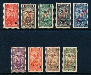 Latin America, Ecuador Revenue stamps, (9) MNH, 1911-1916, LARGE SPECIMEN in red - Picture 1 of 3
