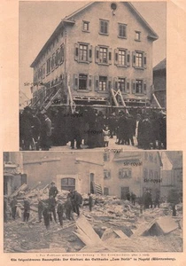 Crollo Gasthaus zum Hirsch in Nagold - 1906 - ripresa storica ~17x25cm - Foto 1 di 1