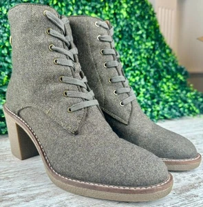 LUCKY BRAND Borelis Boot Women’s 8M Gray Fabric Lace Zip Ankle Combat Moto Style - Picture 1 of 12