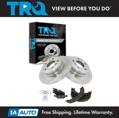 Kit de pastillas de freno y rotor de cerámica trasera TRQ para BMW 535is 1988 Foto 1 de 4