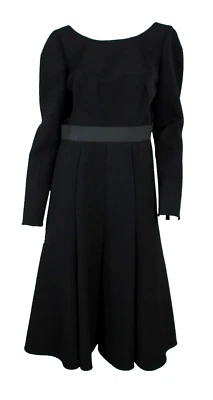 DOLCE & GABBANA Black Wool Heavyweight Twill Backless A-Line Midi Dress 50 - Image 1 of 4
