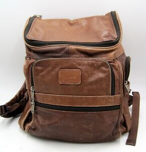 TUMI Brown Genuine Leather Daypack Laptop Backpack Vintage