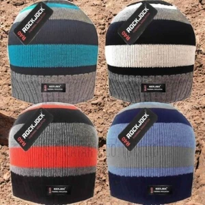 Boys New Assorted Organic Stripy Beanie Hat Cap Warm Winter UK One Size - Picture 1 of 2