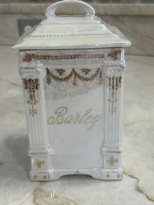 Vintage Victoria Czechoslovakia Pearl Lusterware China Canister Barley - Picture 1 of 10