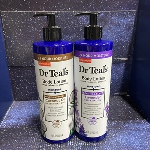2X Dr Teal's Moisture Body Lotion Lavender + Coconut Oil Essential Oils 18 Fl Oz - Picture 1 of 5