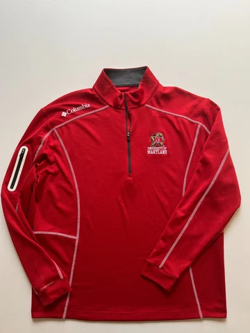Columbia Maryland Terrapins Sweatshirt Mens Large Red 1/4 Zip Lightweight NCAA Cover