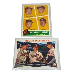 1960 Topps #230 Mound Magicians Baseball Card Spahn Milwaukee Braves Coaches, 2 - Picture 1 of 8