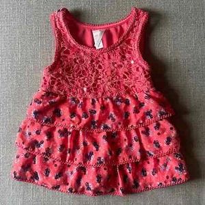 Justice Girls Coral Crochet Floral Tie Back Tank Top Size 10 - Picture 1 of 8