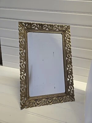 Beautiful ANTIQUE BRONZE TABLE MIRROR FRAME BRASS 15x10 - Image 1 of 3