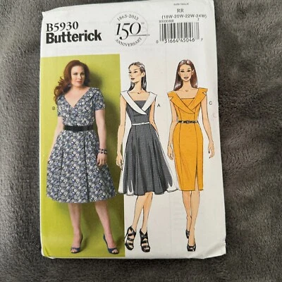 Butterick B5930 Plus Size Dress Pattern 18W–24W Princess Seams Dickey Fitted - Image 1 of 4
