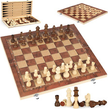 Chess Checkers Backgammon 3-in-1 Board Games Sets, Wooden Chess Set for Adults &