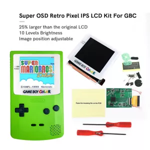 V5 Laminated OSD Retro Pixel IPS LCD Backlit Kit Pre-cut Shell For GBC-White Len - Picture 1 of 38