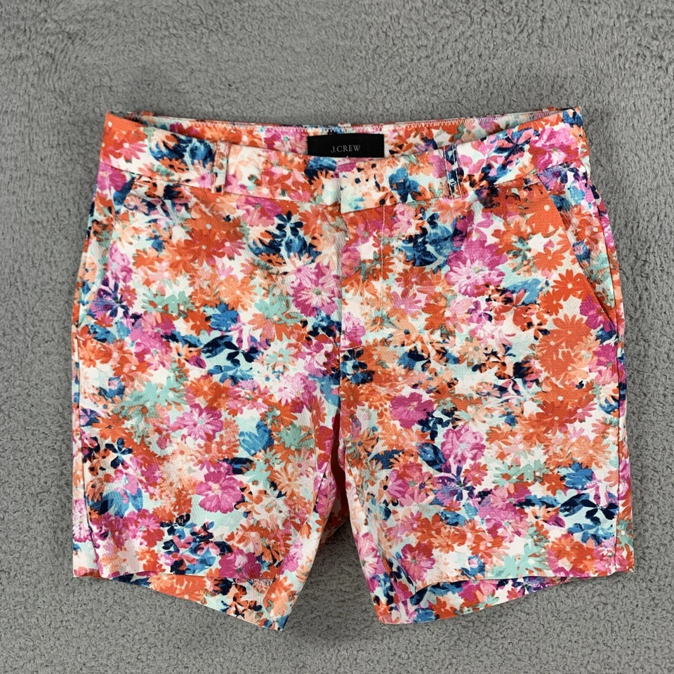 J.Crew мазок Marigold цветочный Бермуды шорты розовый красный оранжевый размер 00 новый без ЯРЛЫКОВ - Изображение 1 из 4