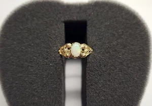 14k Yellow Gold Genuine Australian Opal Filigree Ring - Picture 1 of 6