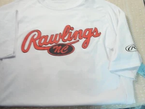 Men's White Rawlings NC Baseball Shirt Size M Sports Fan Short Sleeve - Picture 1 of 4