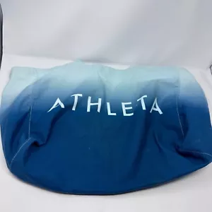 Athleta Large Canvas Tote Gym Beach Shopping Open Bag Blue Ombre LOGO - Picture 1 of 16