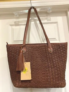 Neu mit Etikett Patricia Nash Geldbörse - große gewebte Viotti Ledertasche, doppelte Riemen $ 299 - Bild 1 von 11