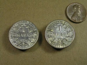 Vintage Silver Cuff Links made from German Empire 1 Mark Coins dated 1881 & 1876 - Picture 1 of 10