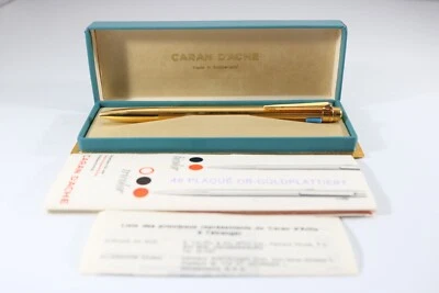 Vintage Caran d'Ache No. 48b Bi-Color Gold Plated Ballpoint Pen Cased & Refills - Image 1 of 4
