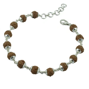 Narayana Bracelet/ 10 Mukhi Rudraksha Bracelet - Made in Pure Silver - Picture 1 of 2