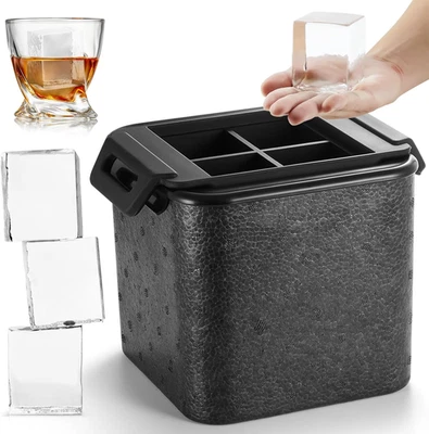 Molde de cubo de hielo cuadrado transparente premium para entusiastas del whisky y el bourbon Foto 1 de 4