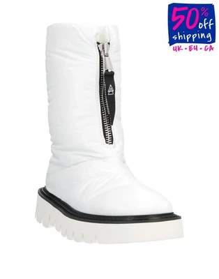 RRP€401 ELENA IACHI Techno Fabric Ankle Boots US7 UK4 EU37 White Quilted Zip - Image 1 of 4