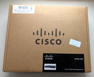 8-portowy przełącznik zarządzalny Cisco 10/100 PoE SF352-08P SF352-08P-K9-UK ZAPIECZĘTOWANY NOWY - Zdjęcie 1 z 6