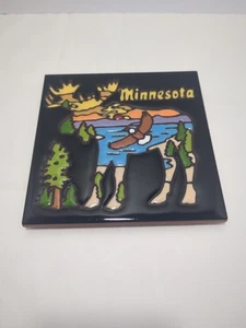 Earthtones Hand Glazed Decorative Art Tile Carly Quinn Minnesota Moose Eagle - Picture 1 of 4