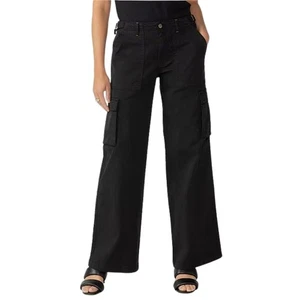 Sanctuary schwarze Cargohose weites Bein L neu mit Etikett Baumwollmischung Utility Street Style - Bild 1 von 7