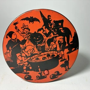Vtg Tin Litho Halloween Scary Party Ratchet Noisemaker - Bobbing for Apples JOL - Picture 1 of 8