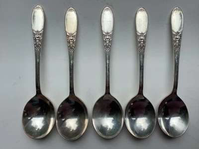 5 круглых суповых ложек - Wm Rogers бордовые / шампанское - Изображение 1 из 4